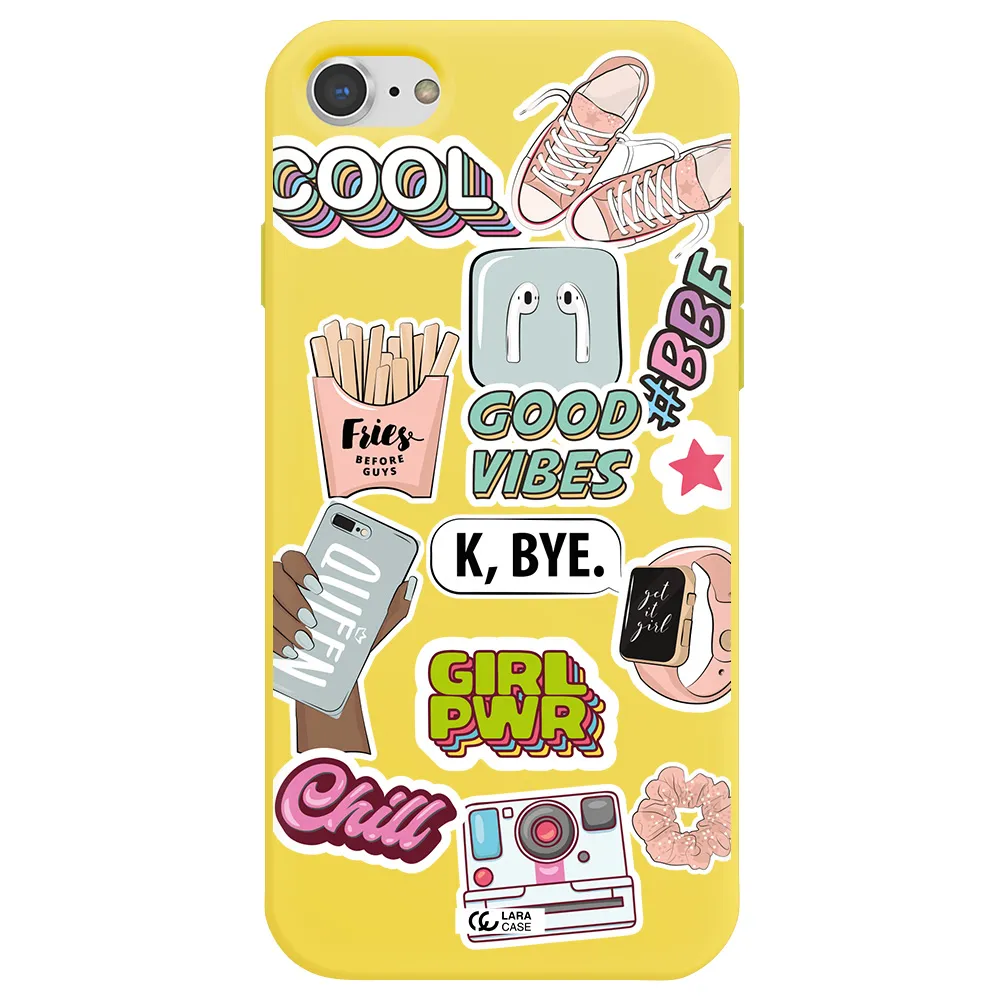 Girl Power Apple iPhone 8 Silicone canary yellow Case