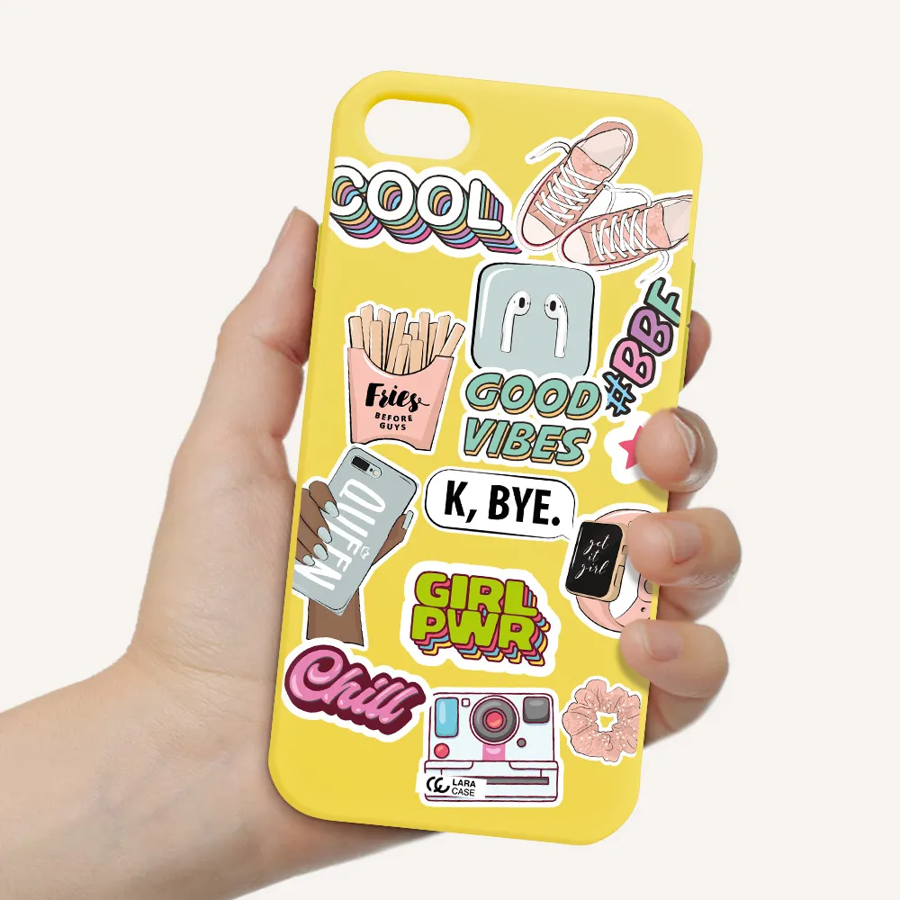 Girl Power Apple iPhone 8 Silicone canary yellow Case