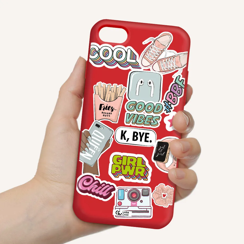 Girl Power Apple iPhone 8 Silicone Imperial Red Case