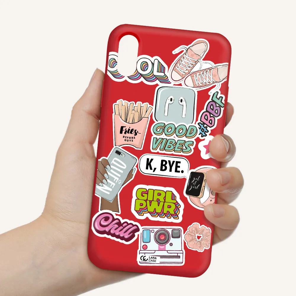 Girl Power Apple iPhone X Silicone Imperial Red Case