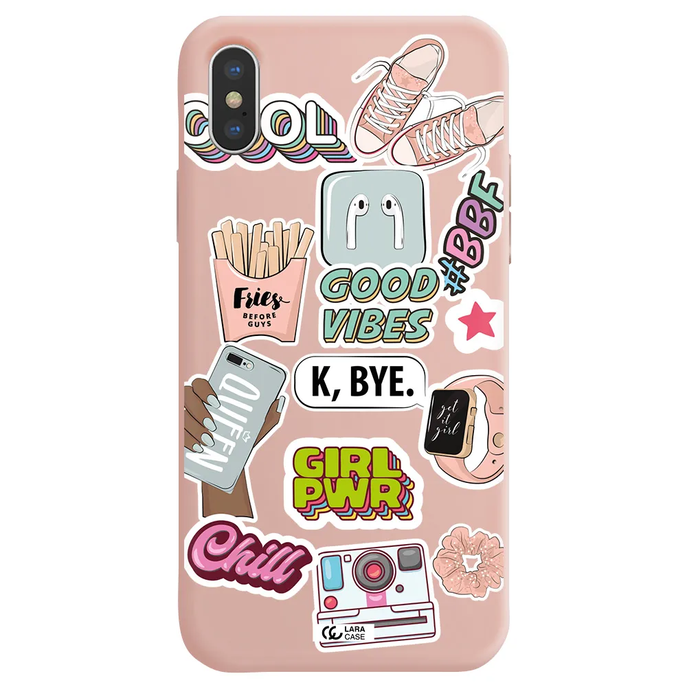 Girl Power Apple iPhone X Silicone pastel pink Case