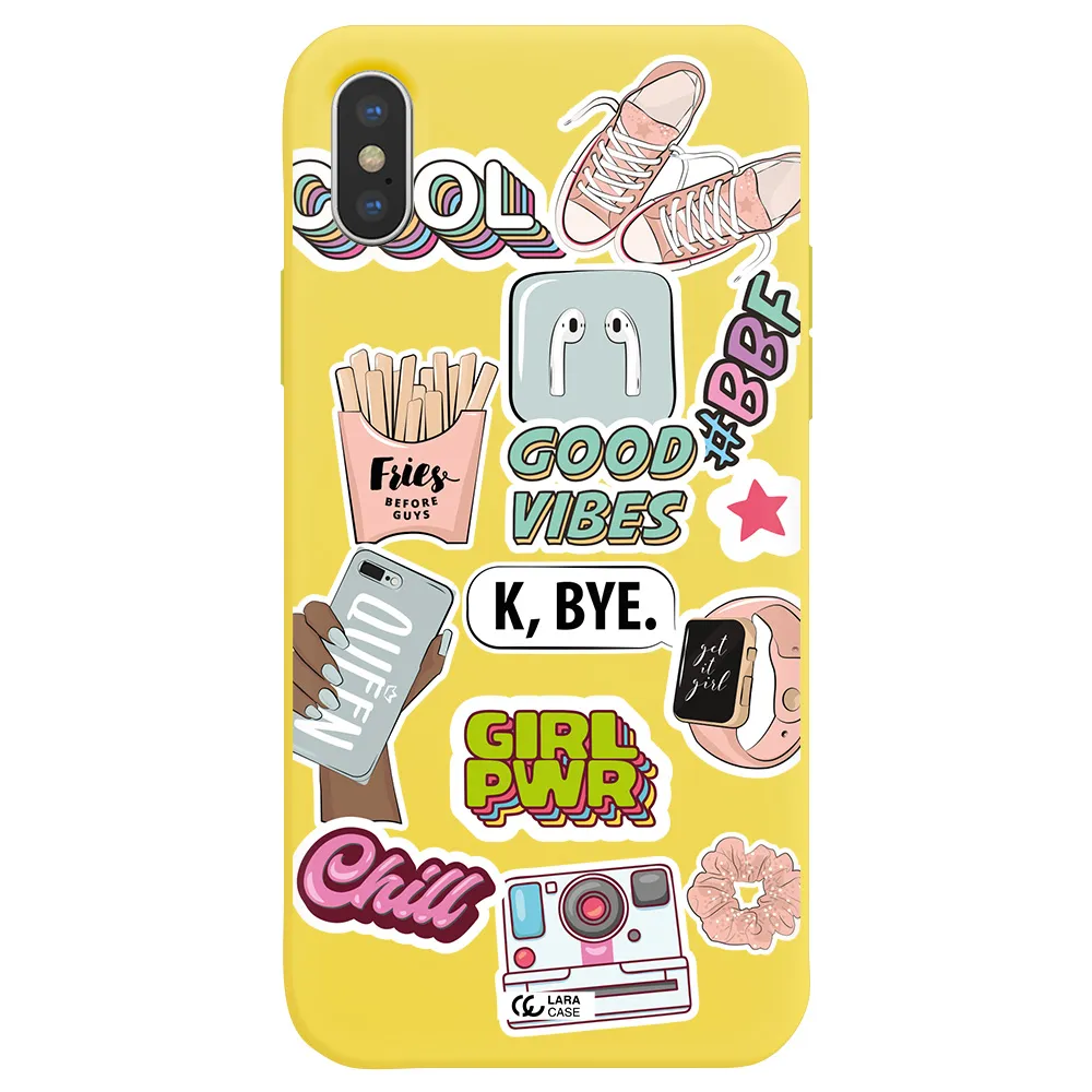 Girl Power Apple iPhone XS Silicone canary yellow Case