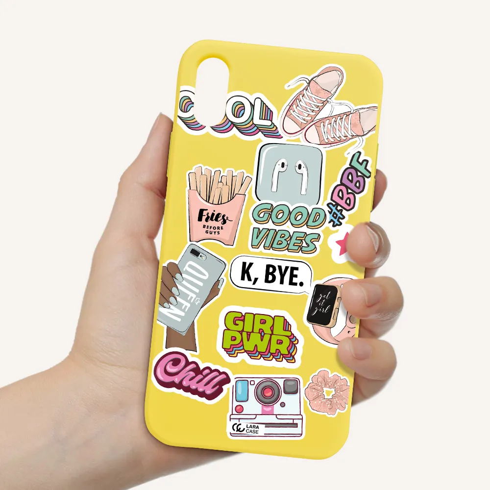 Girl Power Apple iPhone XS Silicone canary yellow Case