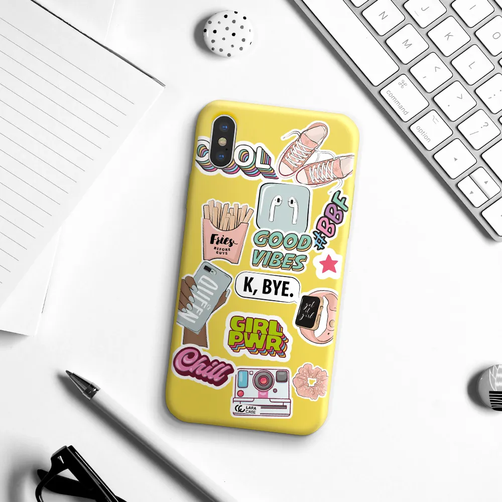 Girl Power Apple iPhone XS Silicone canary yellow Case