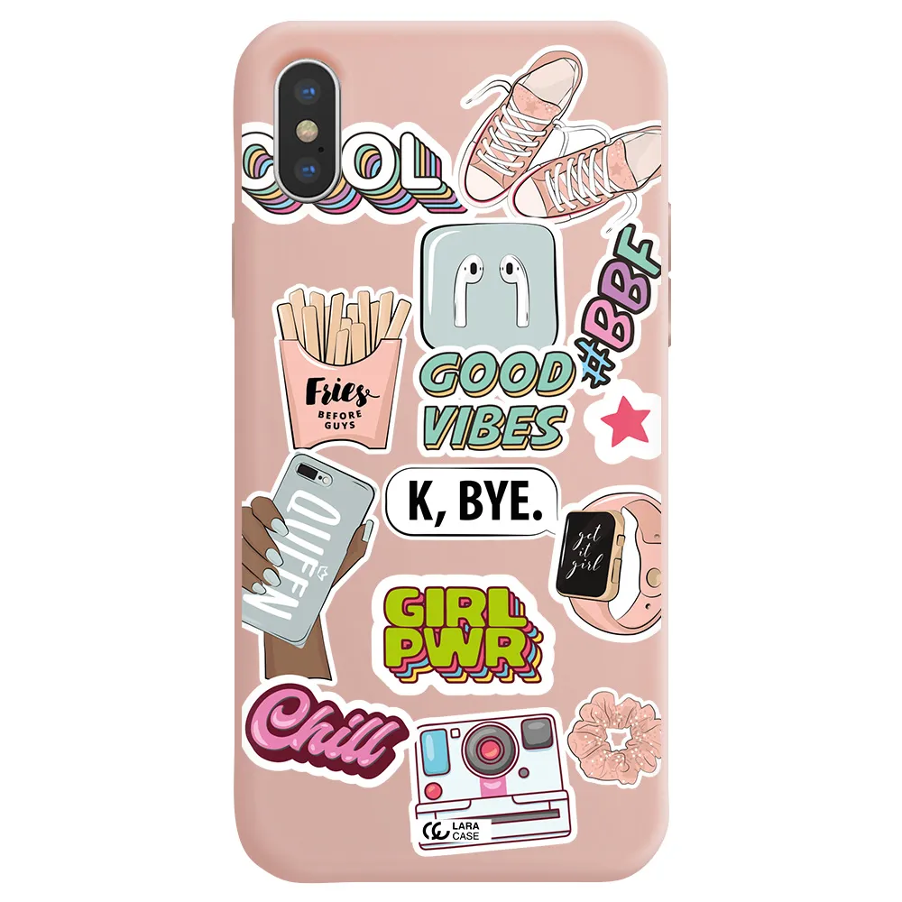 Girl Power Apple iPhone XS Silicone pastel pink Case