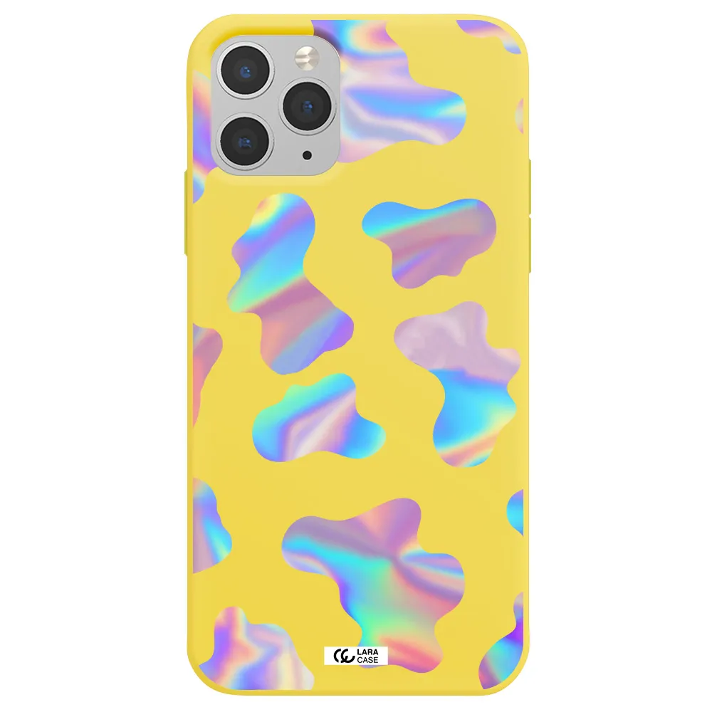 Colorful Spots Apple iPhone 11 pro Silicone canary yellow Case