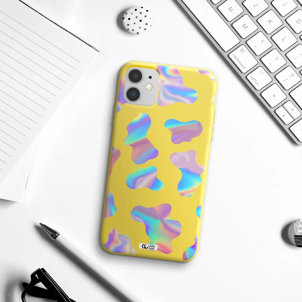 Colorful Spots Apple iPhone 11 Silicone canary yellow Case