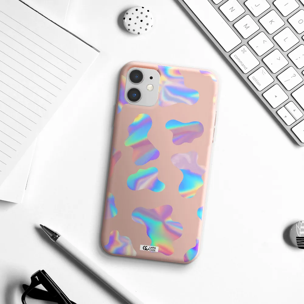 Colorful Spots Apple iPhone 11 Silicone pastel pink Case