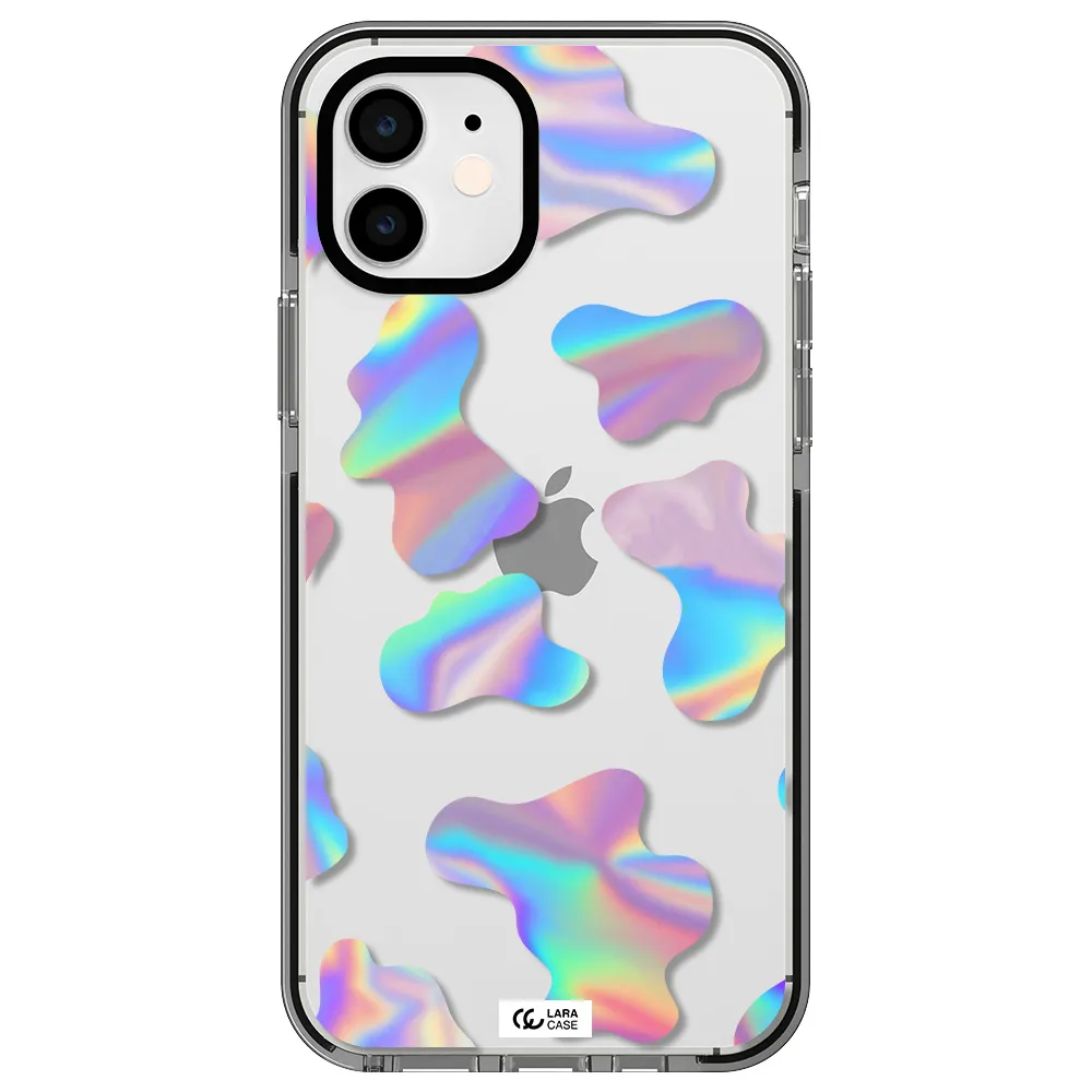 Colorful Spots Apple iPhone 12 impact black border Case