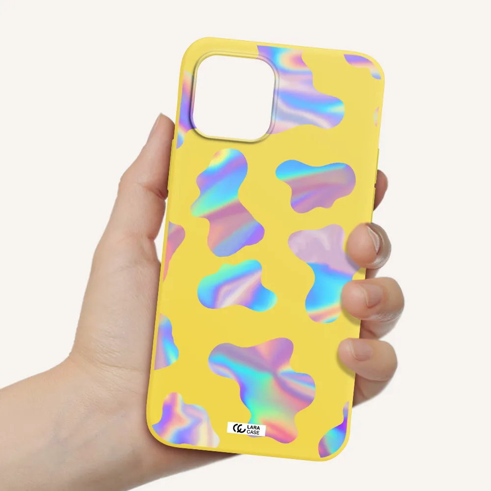 Colorful Spots Apple iPhone 12 Silicone canary yellow Case