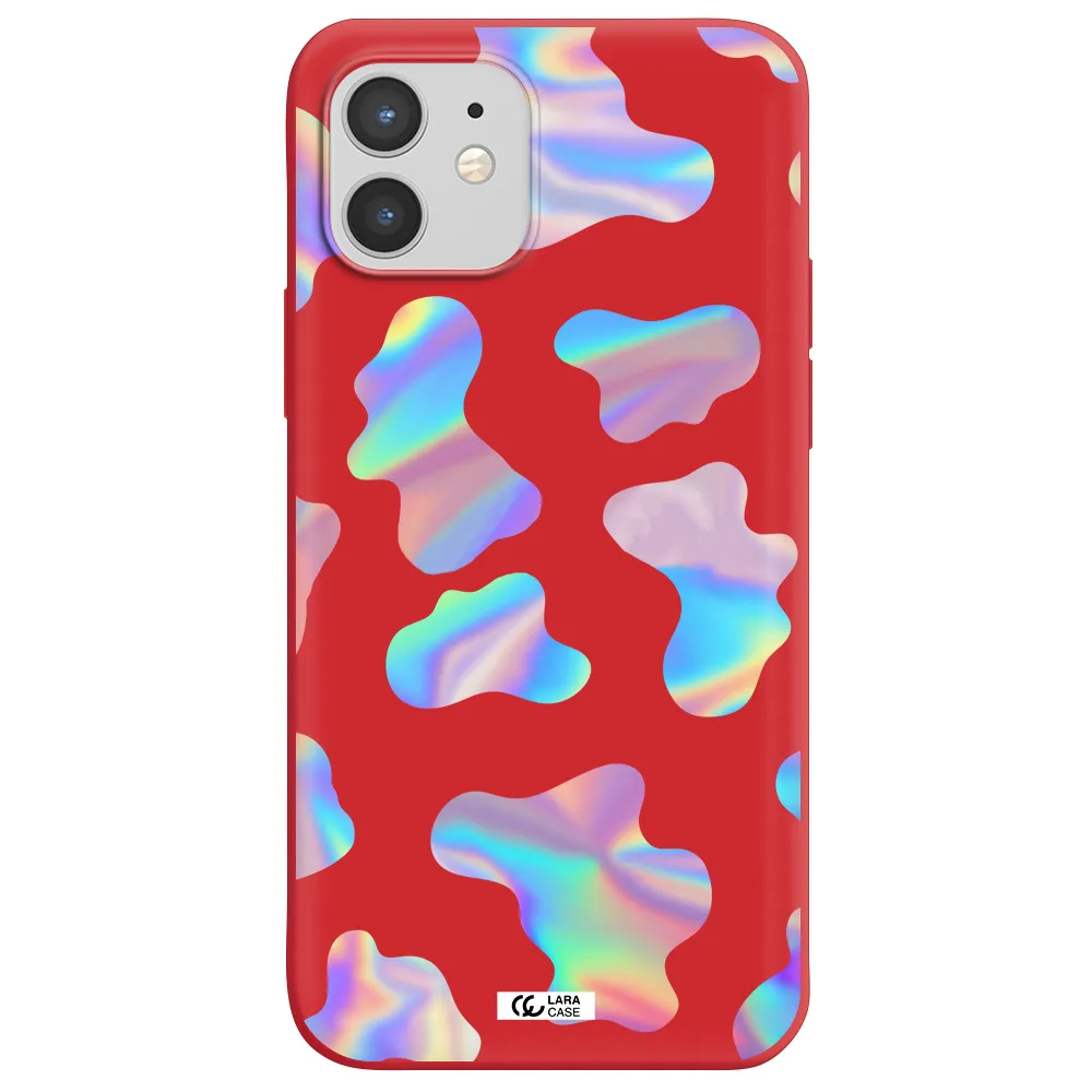 Colorful Spots Apple iPhone 12 Silicone Imperial Red Case
