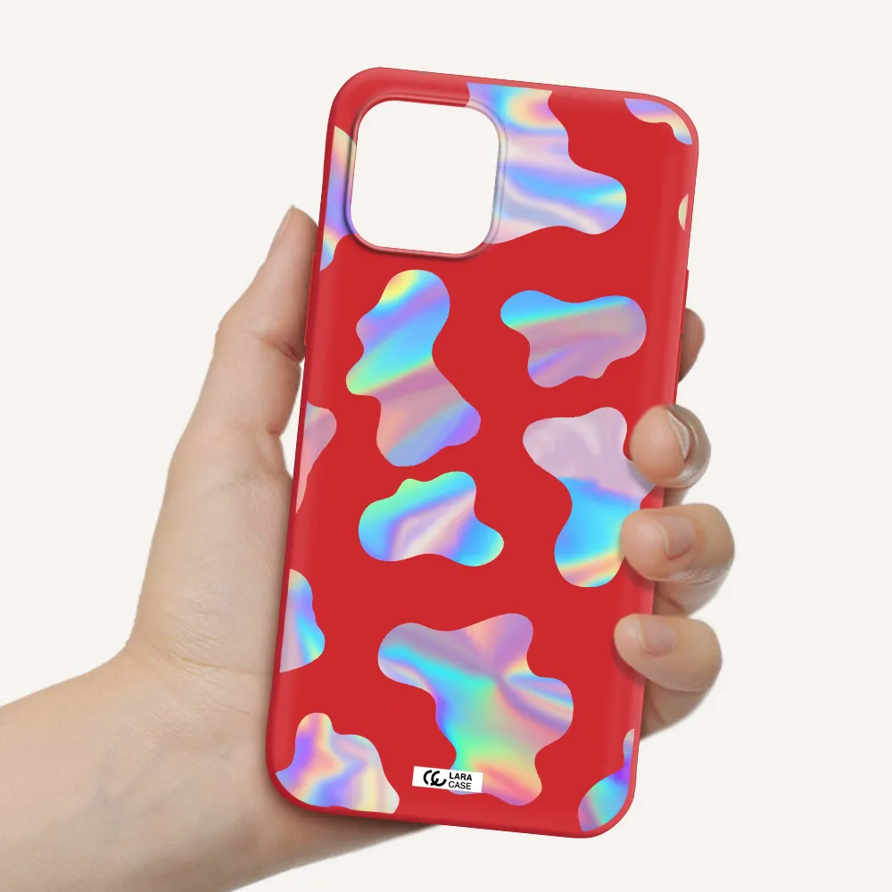 Colorful Spots Apple iPhone 12 Silicone Imperial Red Case