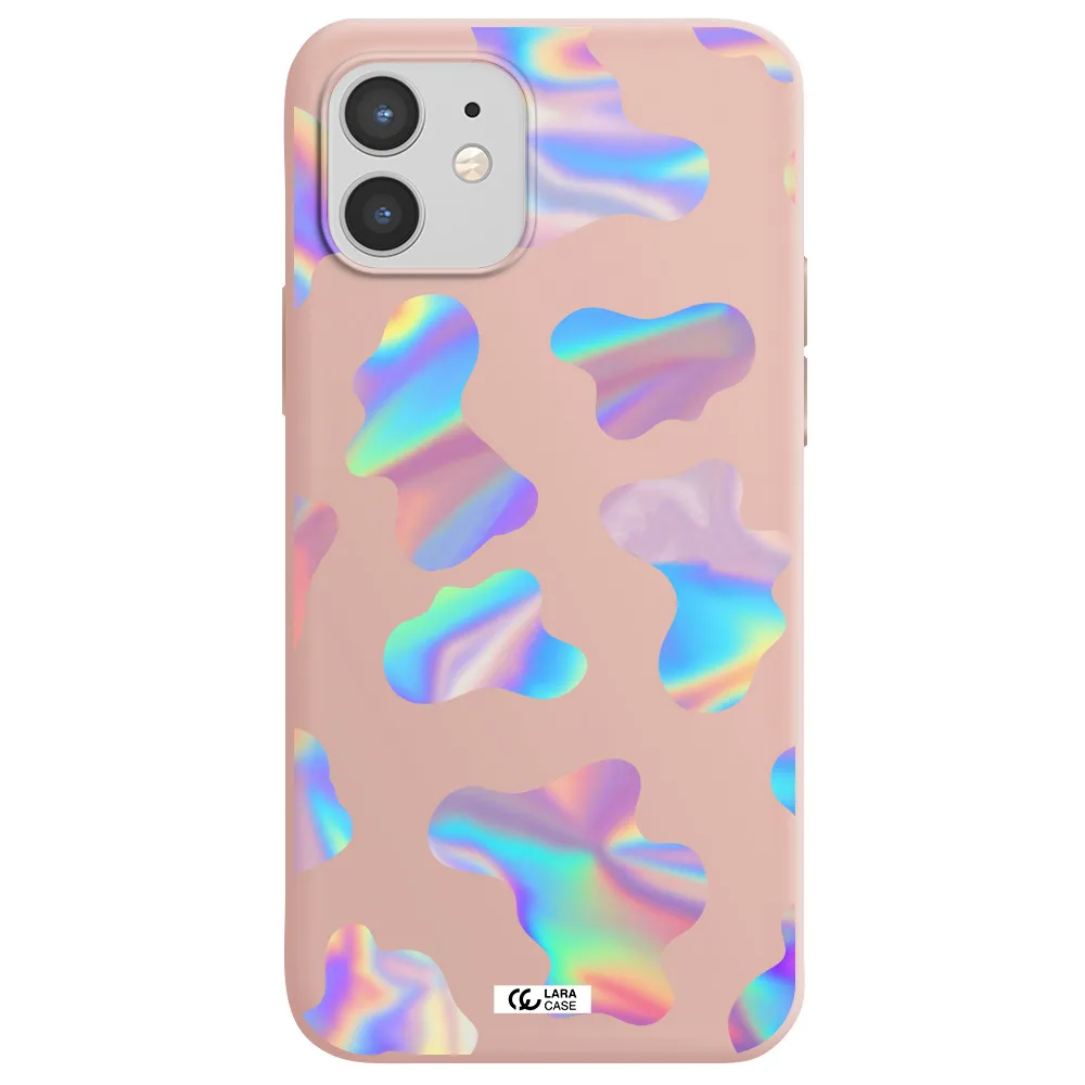 Colorful Spots Apple iPhone 12 Silicone pastel pink Case