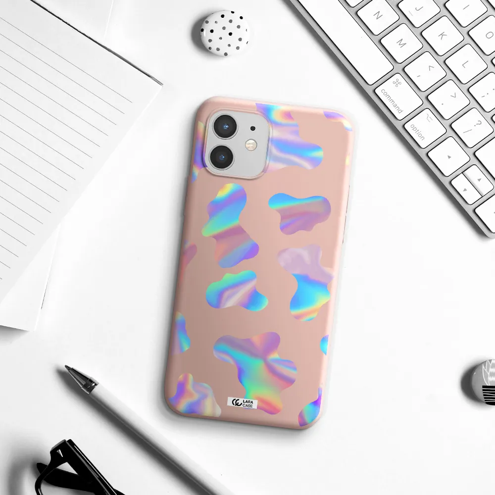 Colorful Spots Apple iPhone 12 Silicone pastel pink Case