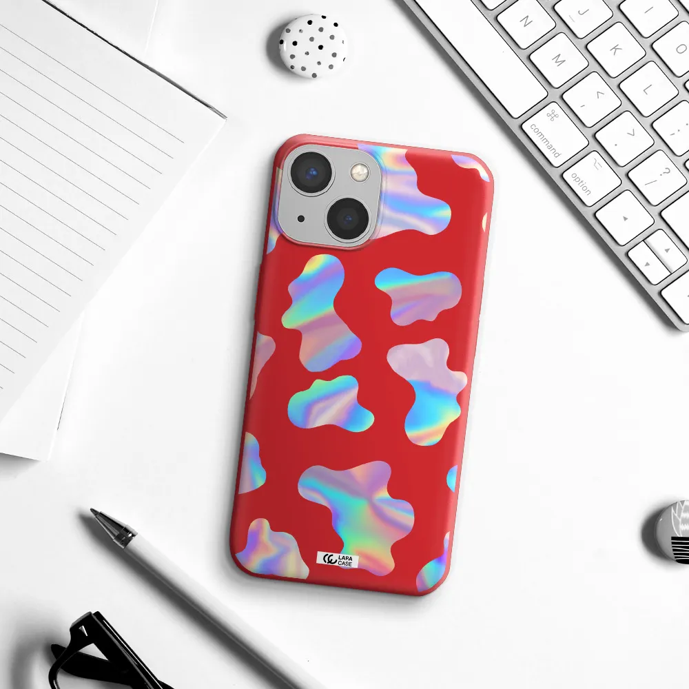 Colorful Spots Apple iPhone 13 Silicone Imperial Red Case