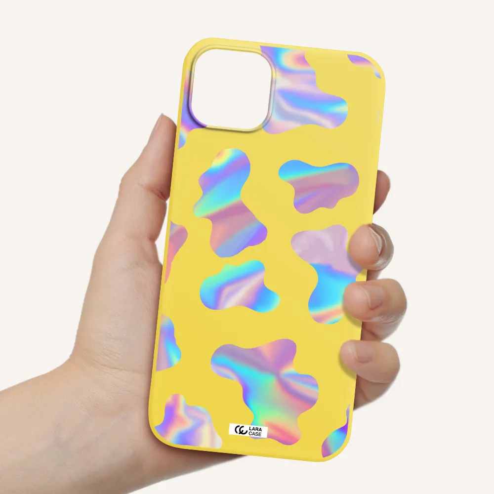 Colorful Spots Apple iPhone 14 plus Silicone canary yellow Case