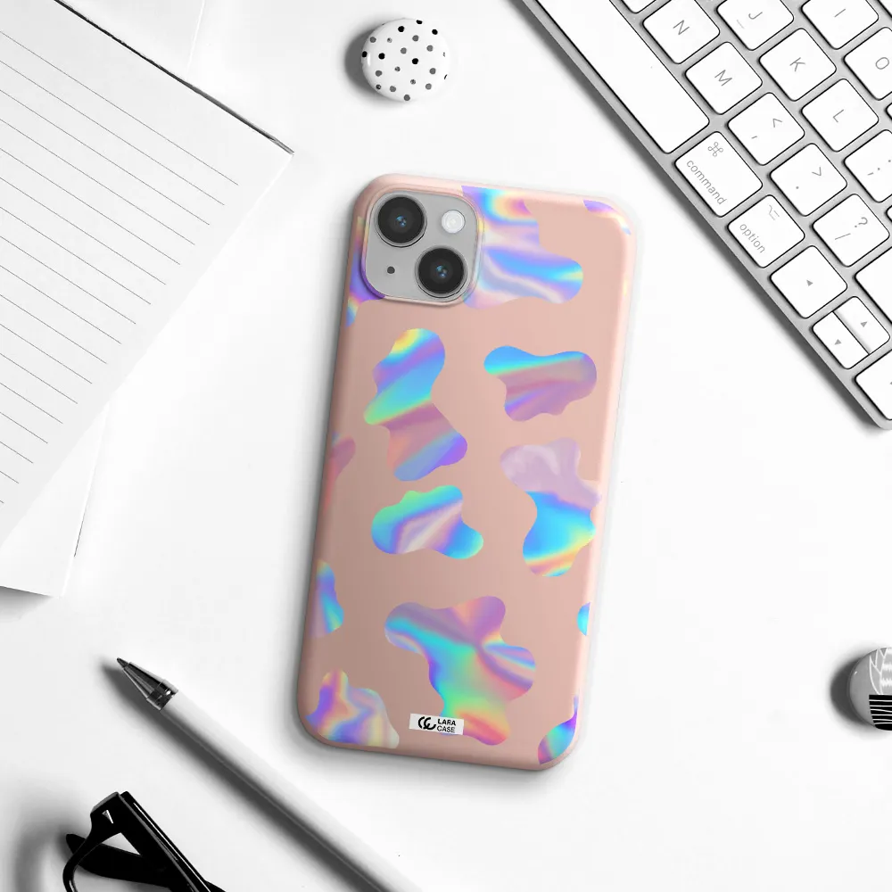 Colorful Spots Apple iPhone 14 Silicone pastel pink Case