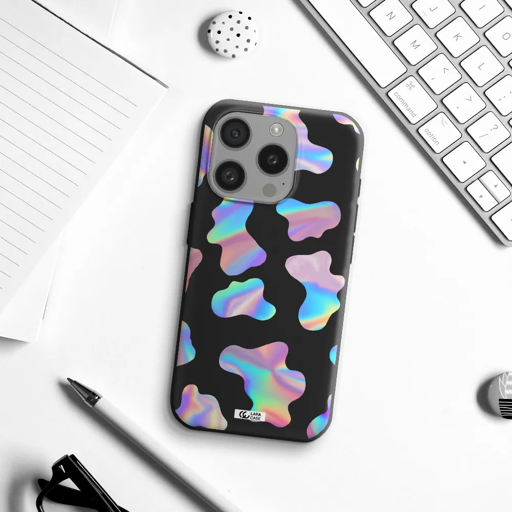Colorful Spots Apple Iphone 15 Pro Silicone Black Case