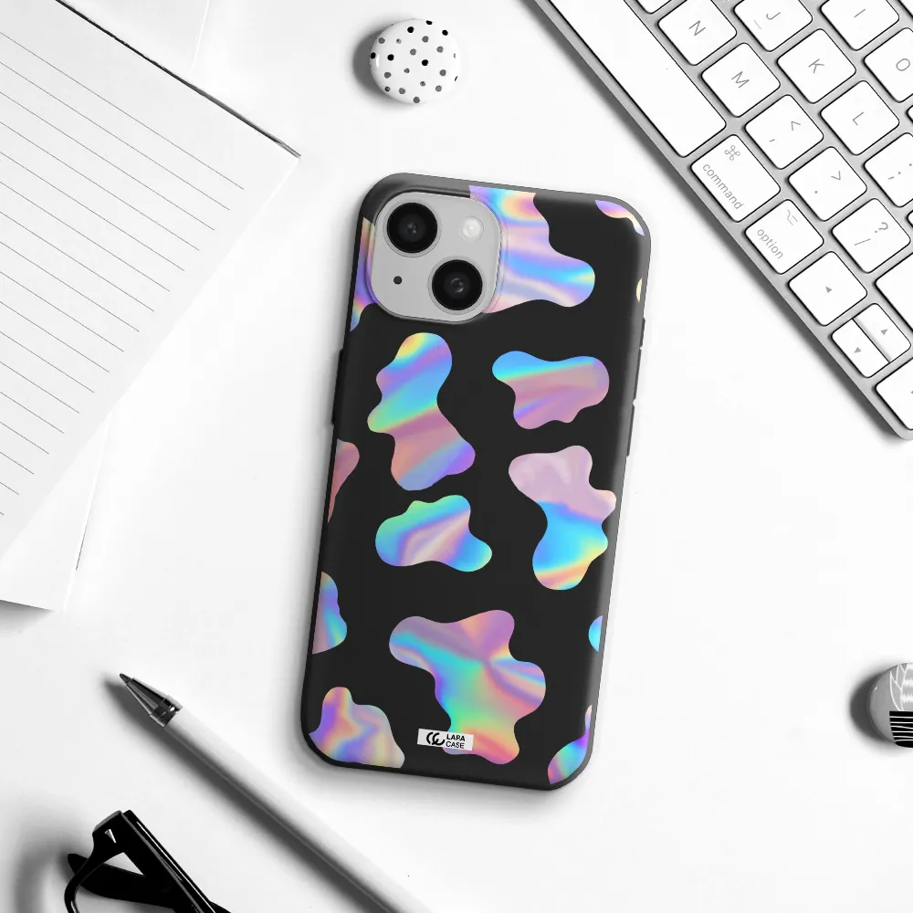 Colorful Spots Apple iPhone 15 Silicone black Case