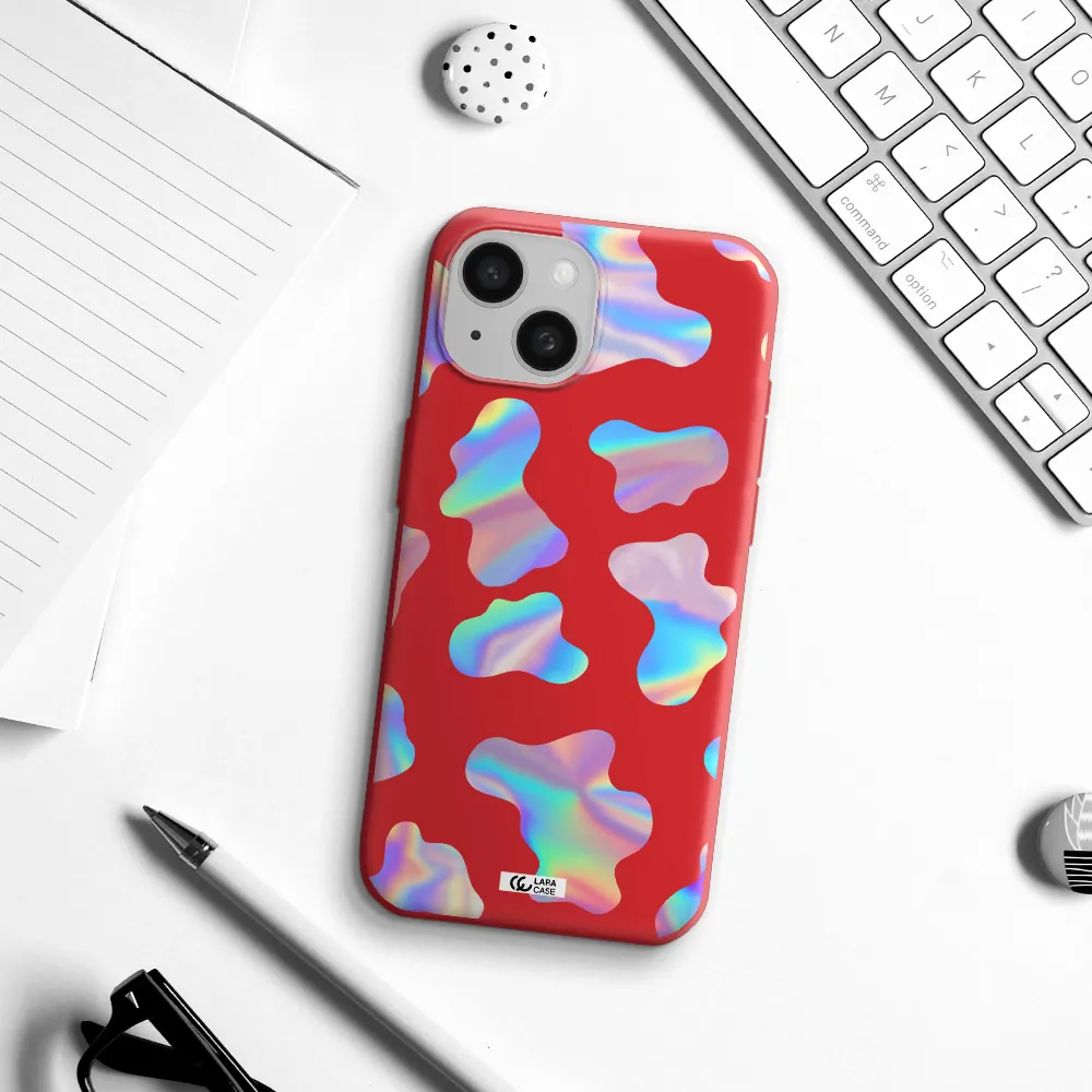 Colorful Spots Apple Iphone 15 Silicone Imperial Red Case