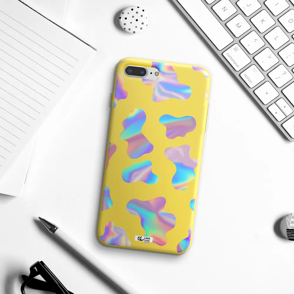 Colorful Spots Apple iPhone 7 plus Silicone canary yellow Case