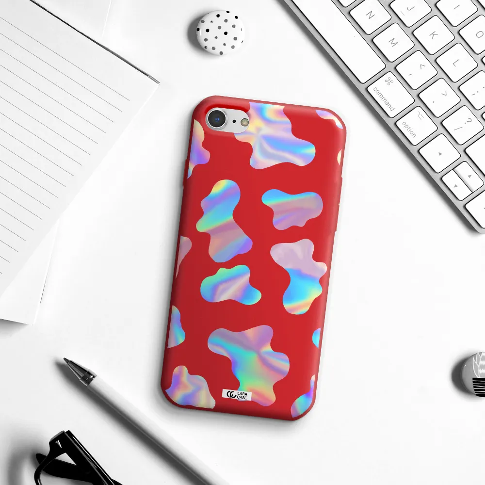 Colorful Spots Apple iPhone 7 Silicone Imperial Red Case
