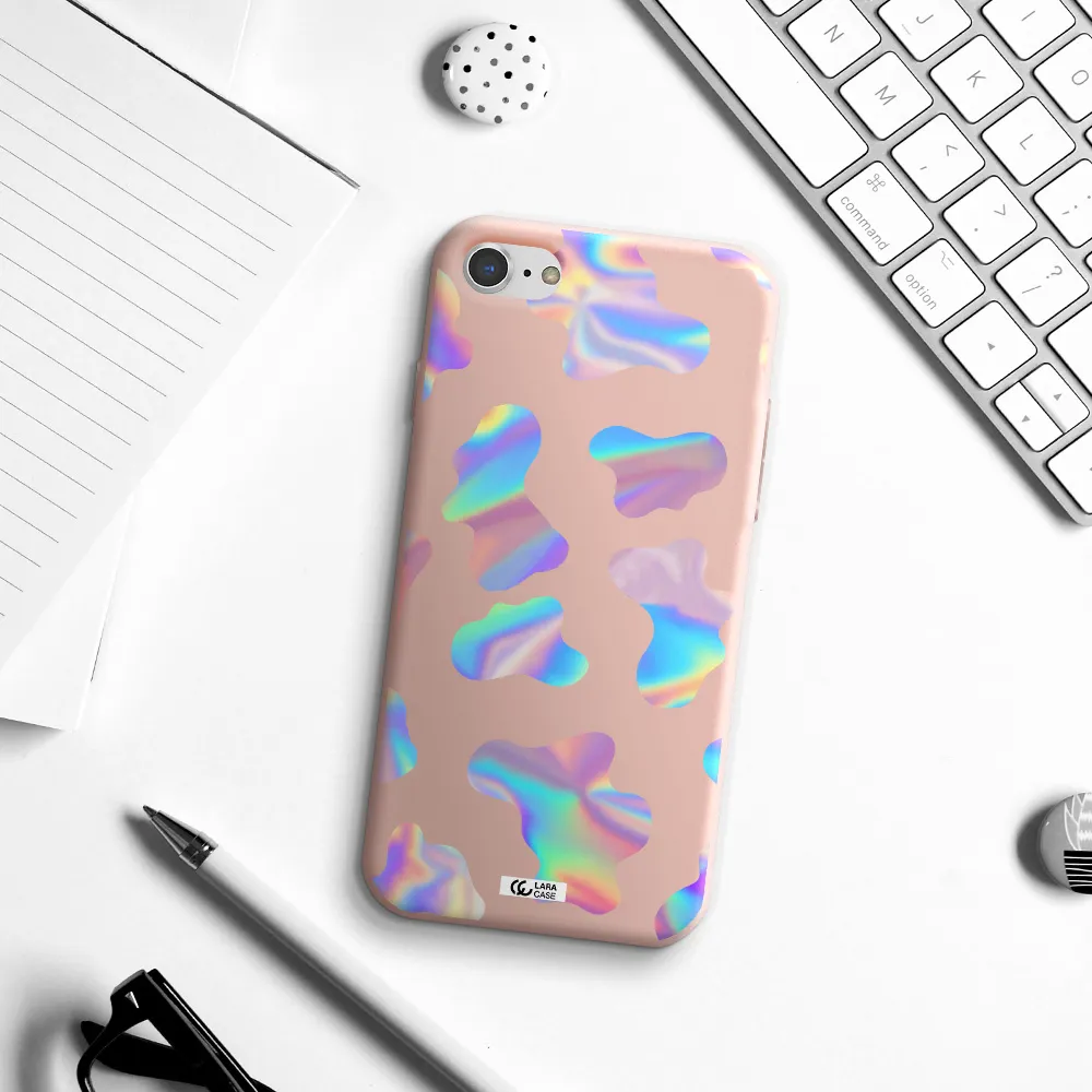 Colorful Spots Apple iPhone 7 Silicone pastel pink Case
