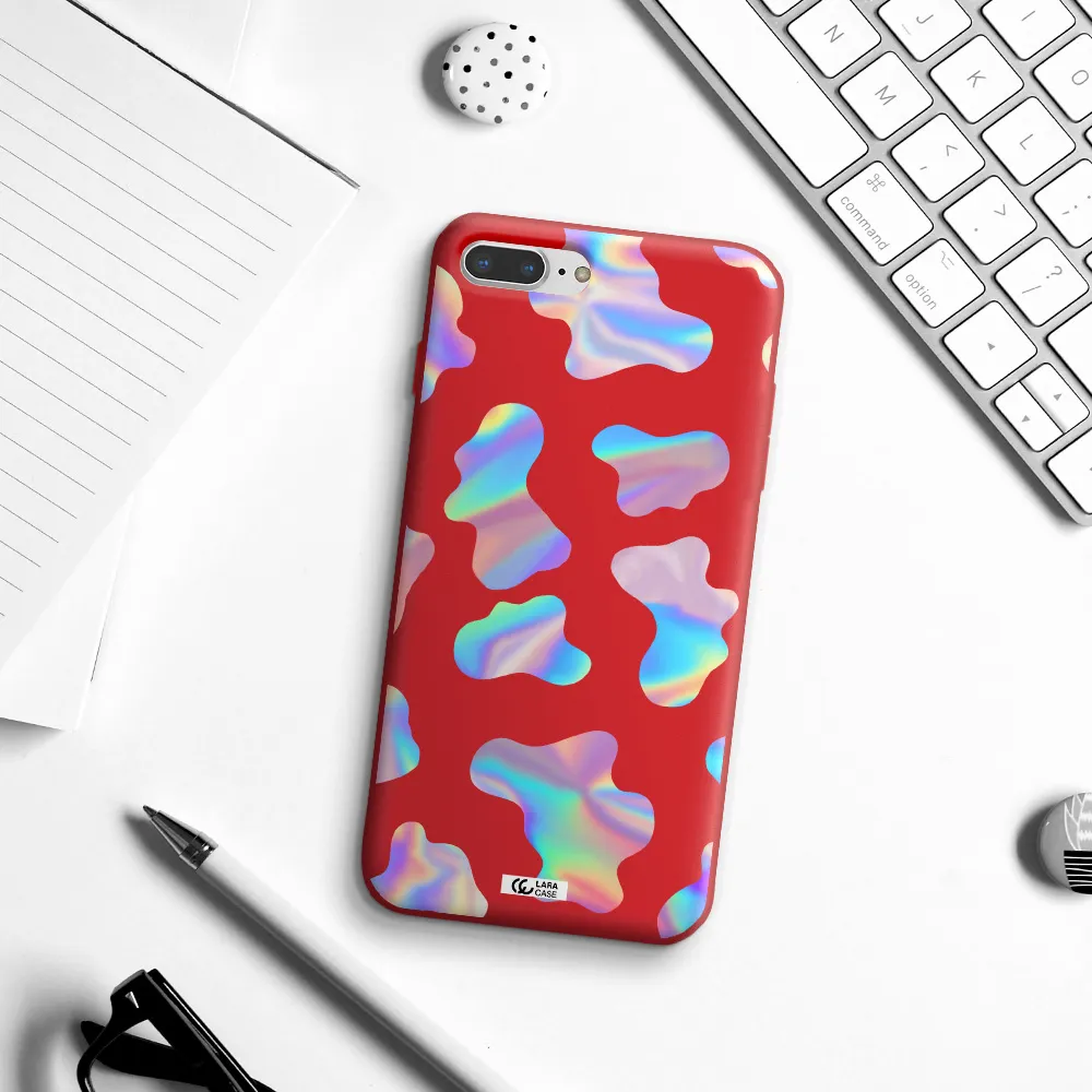 Colorful Spots Apple iPhone 8 plus Silicone Imperial Red Case