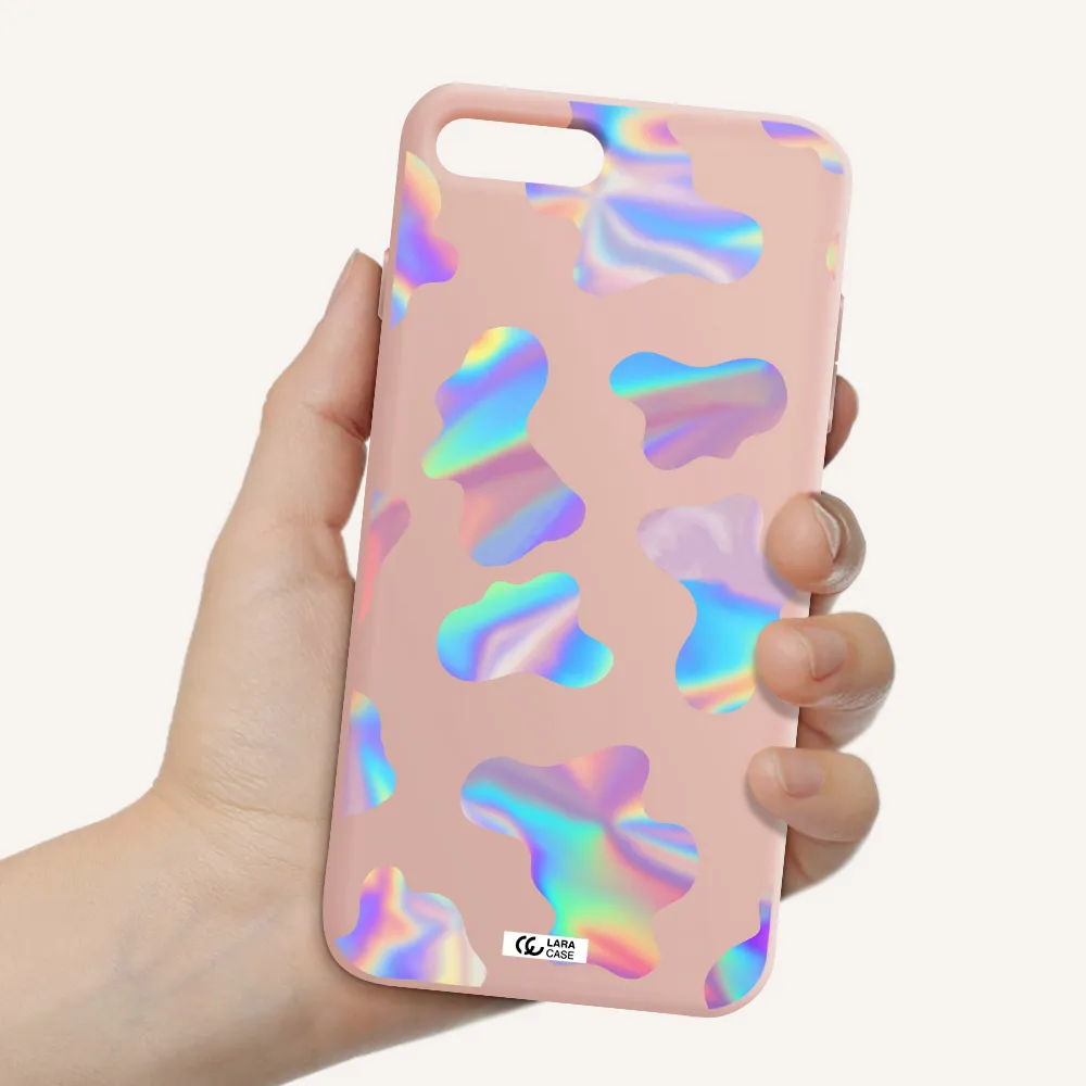 Colorful Spots Apple iPhone 8 plus Silicone pastel pink Case