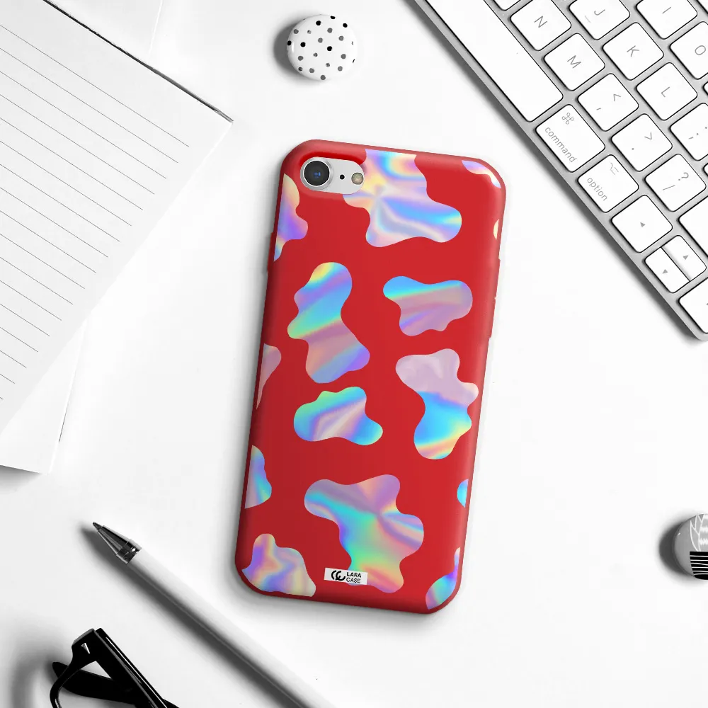Colorful Spots Apple iPhone 8 Silicone Imperial Red Case