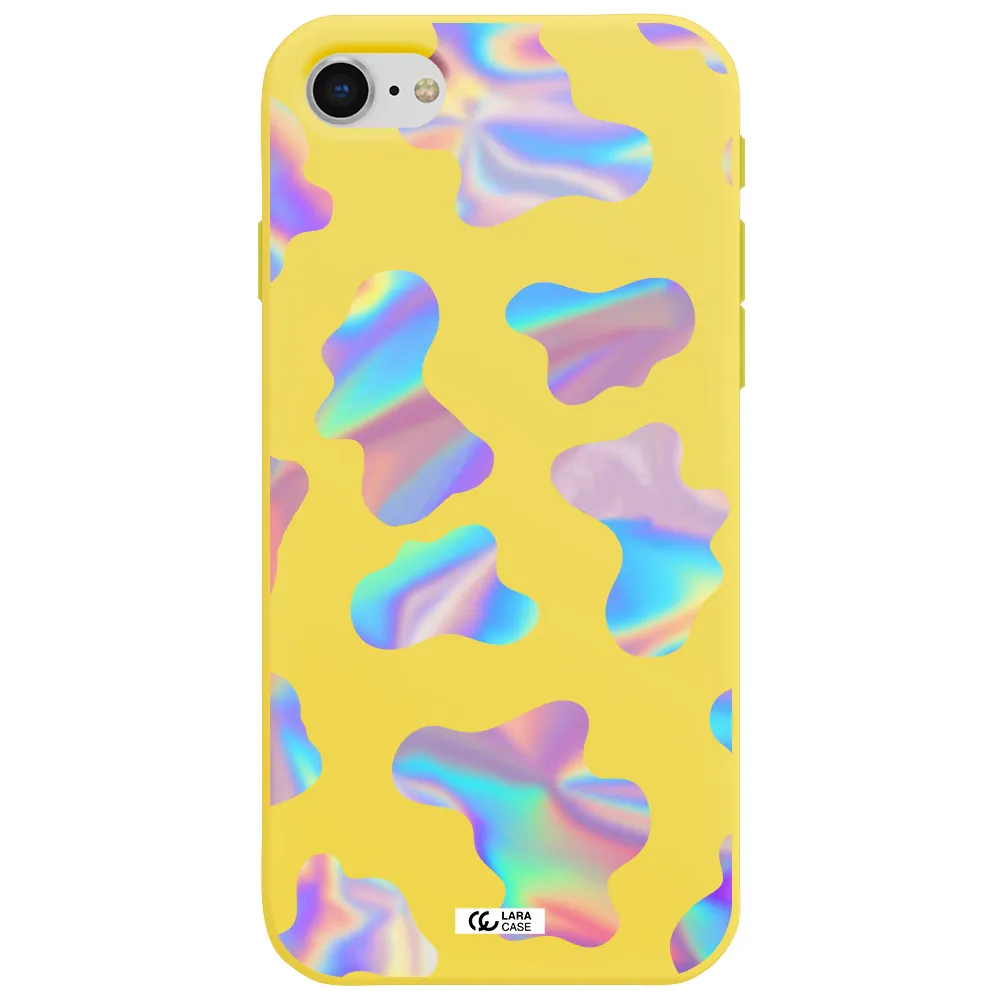 Colorful Spots Apple iPhone se 2020 Silicone canary yellow Case