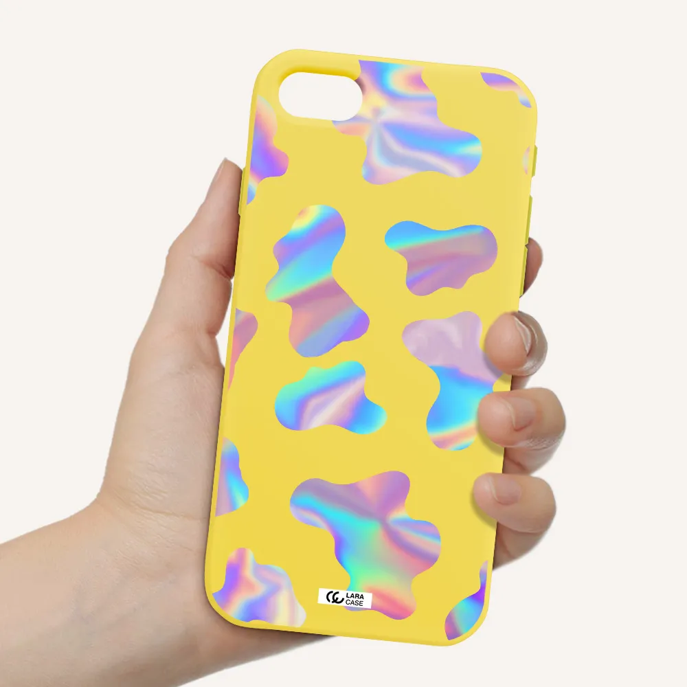 Colorful Spots Apple iPhone se 2020 Silicone canary yellow Case