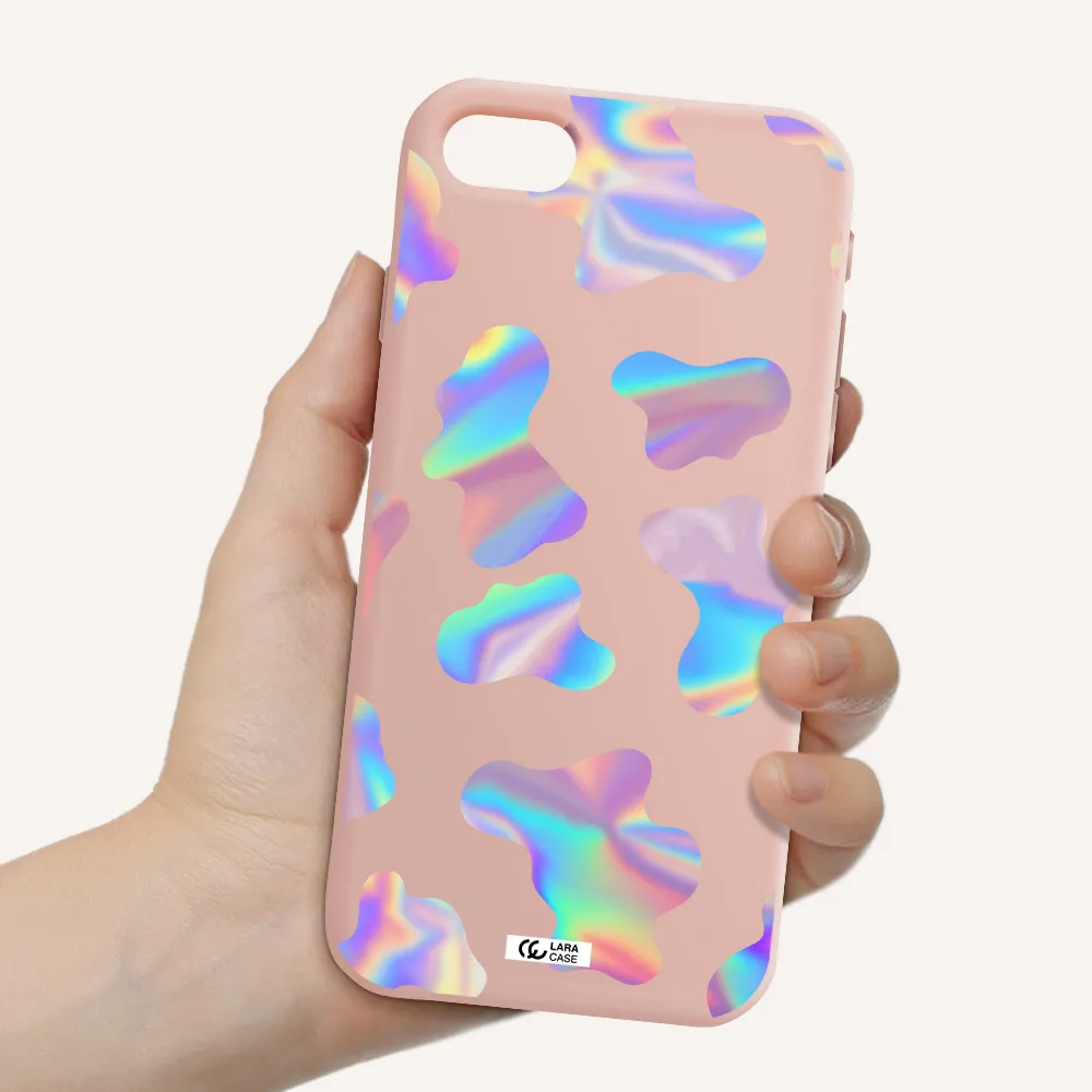 Colorful Spots Apple iPhone se 2020 Silicone pastel pink Case