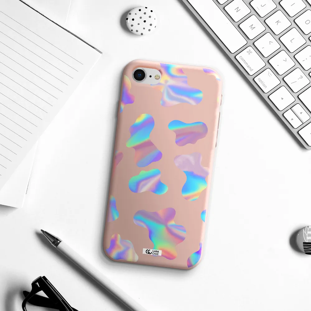 Colorful Spots Apple iPhone se 2020 Silicone pastel pink Case