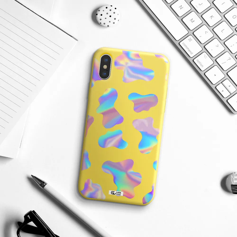 Colorful Spots Apple iPhone X Silicone canary yellow Case