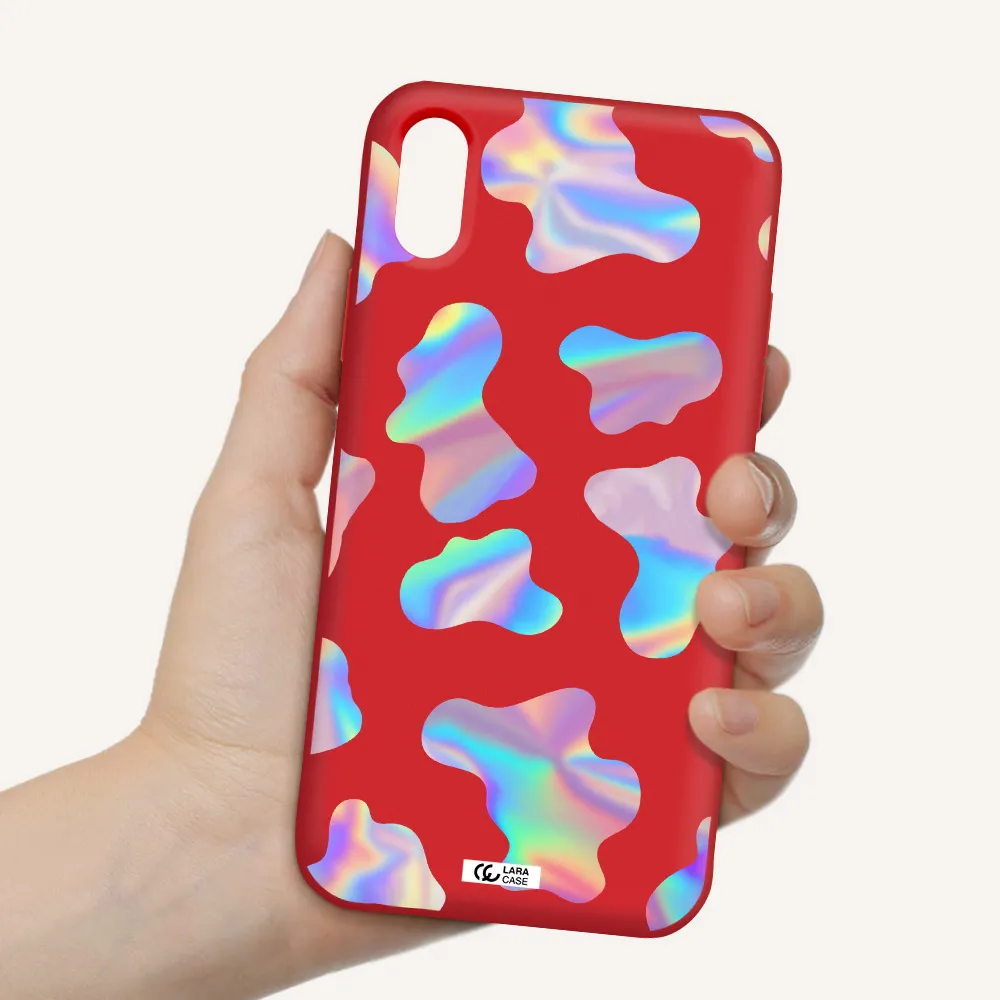 Colorful Spots Apple iPhone X Silicone Imperial Red Case