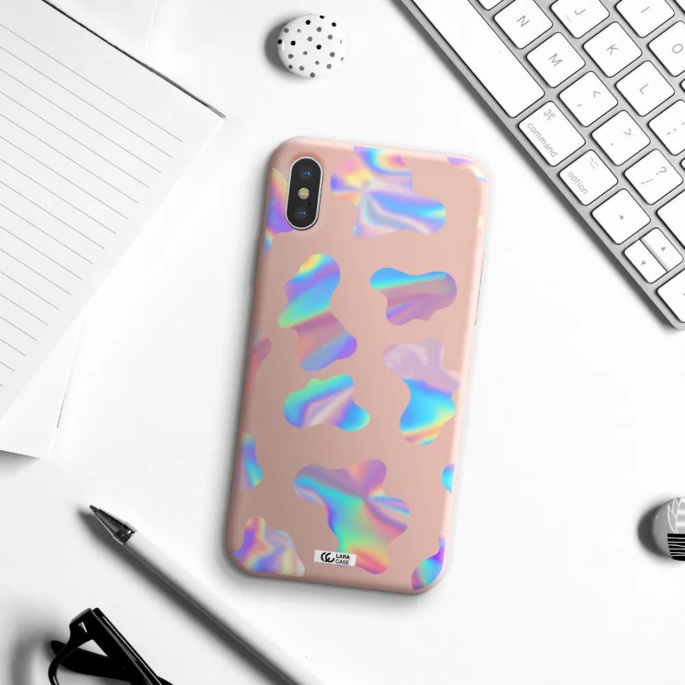Colorful Spots Apple iPhone X Silicone pastel pink Case
