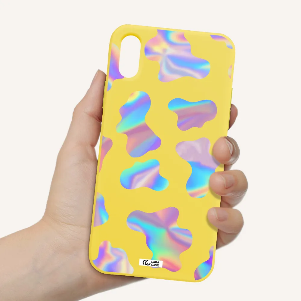 Colorful Spots Apple iPhone XS Silicone canary yellow Case