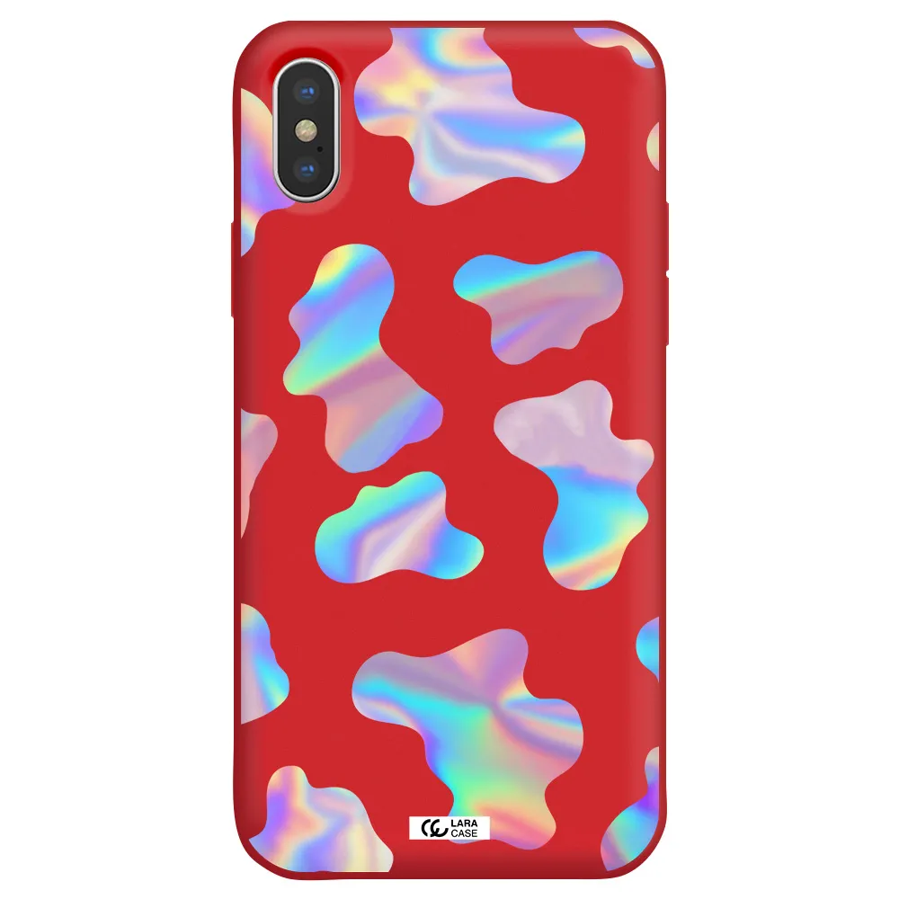 Colorful Spots Apple iPhone XS Silicone Imperial Red Case