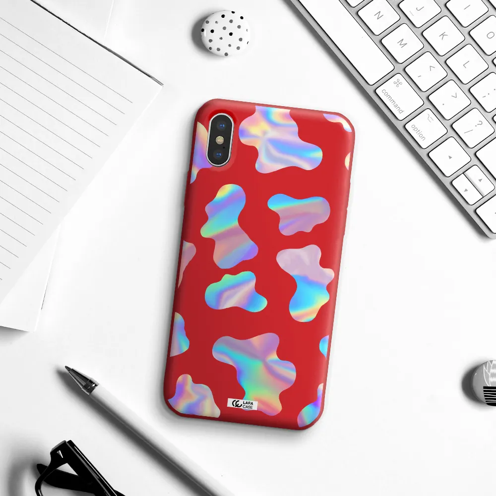 Colorful Spots Apple iPhone XS Silicone Imperial Red Case