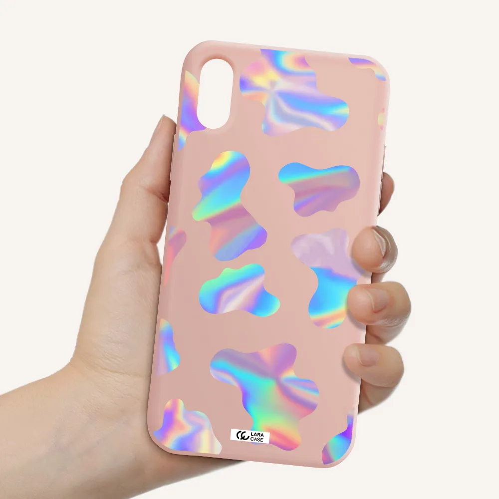 Colorful Spots Apple iPhone XS Silicone pastel pink Case