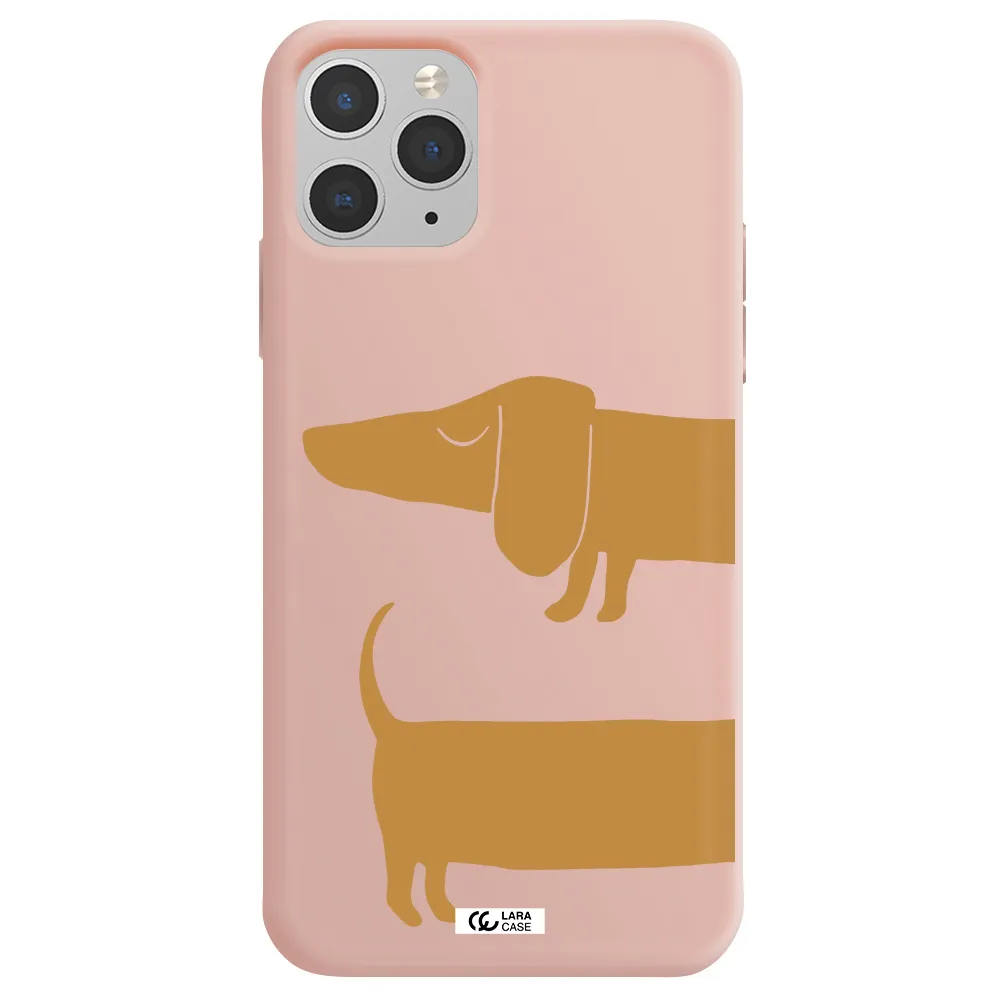 Dachshund Apple iPhone 11 pro max Silicone pastel pink Case