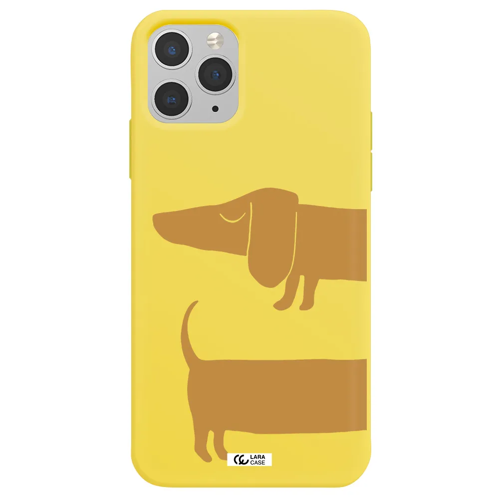Dachshund Apple iPhone 11 pro Silicone canary yellow Case