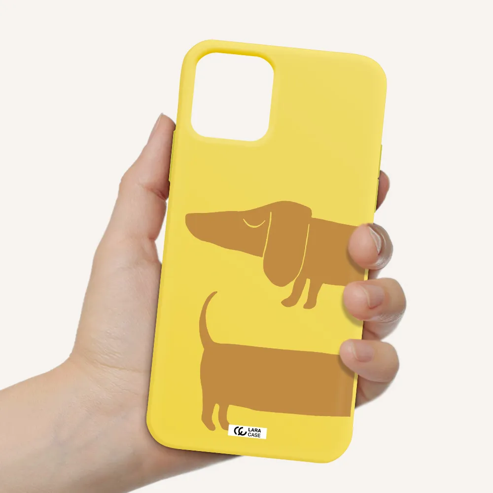 Dachshund Apple iPhone 11 pro Silicone canary yellow Case