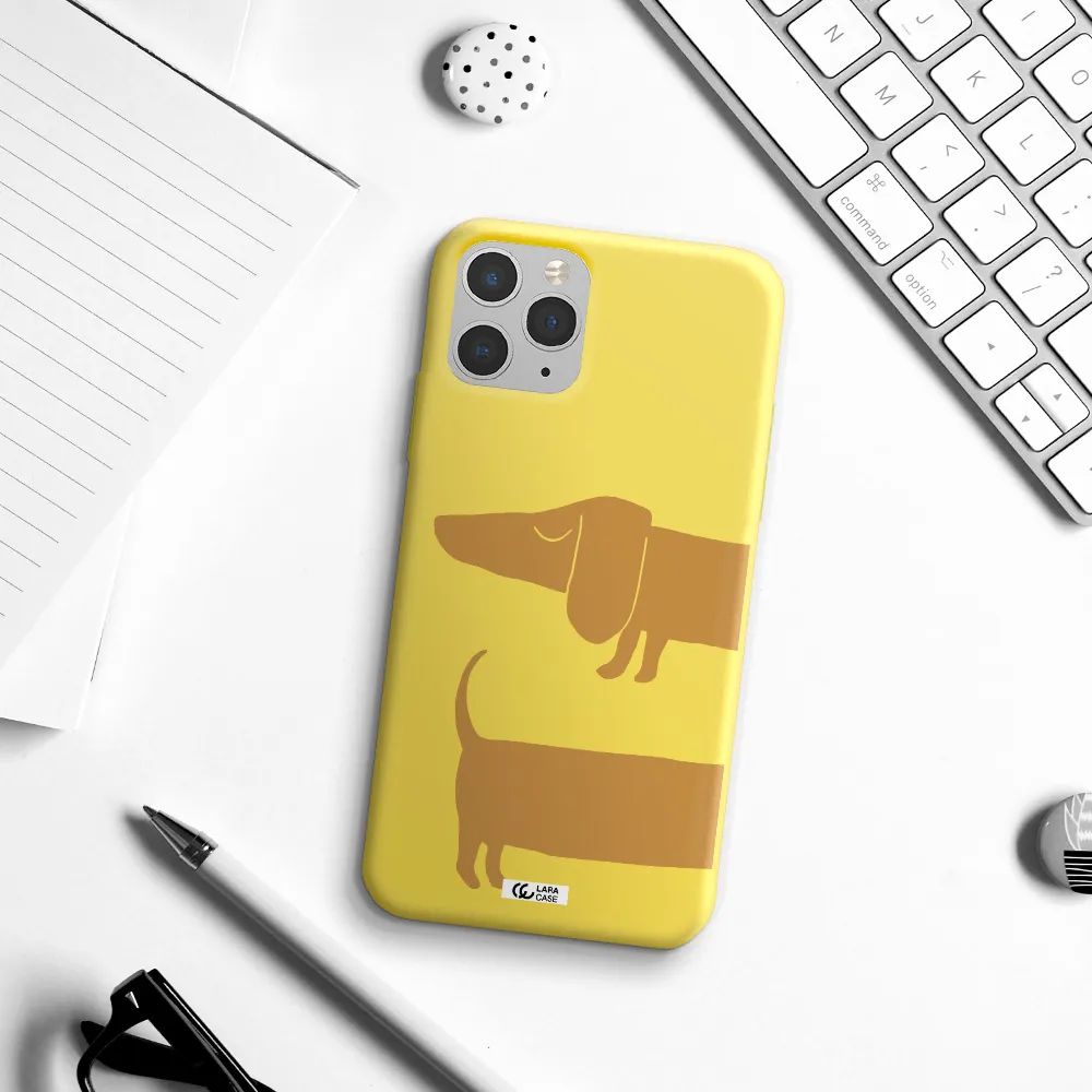 Dachshund Apple iPhone 11 pro Silicone canary yellow Case