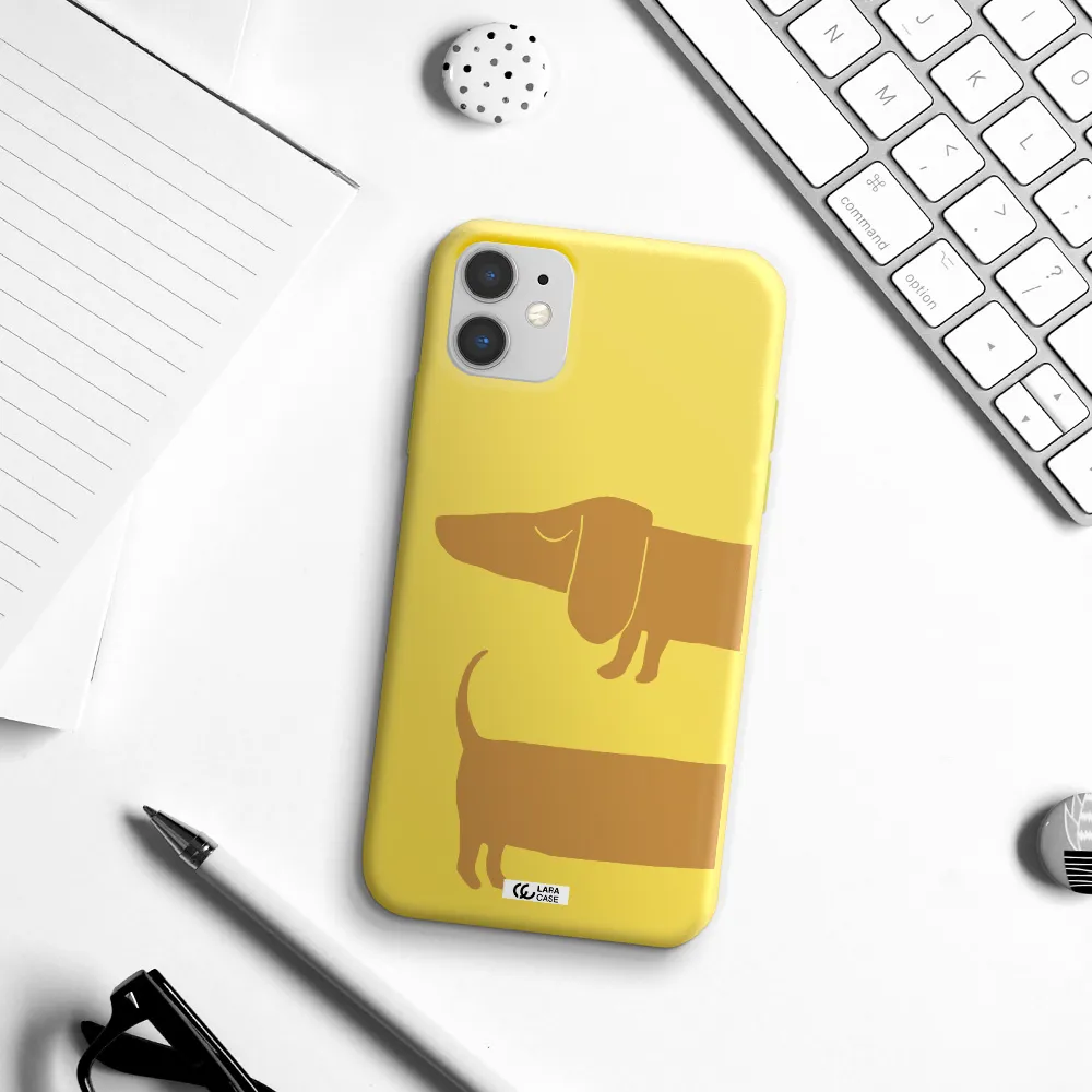 Dachshund Apple iPhone 11 Silicone canary yellow Case