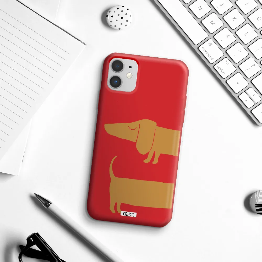 Dachshund Apple iPhone 11 Silicone Imperial Red Case