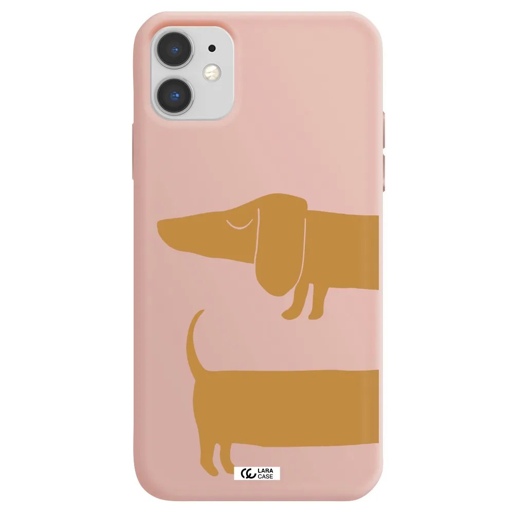 Dachshund Apple iPhone 11 Silicone pastel pink Case