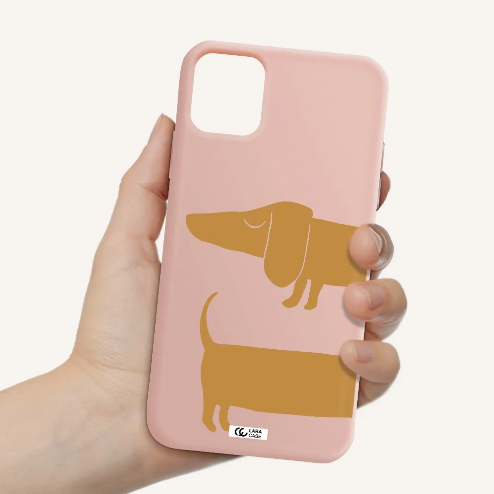 Dachshund Apple iPhone 11 Silicone pastel pink Case