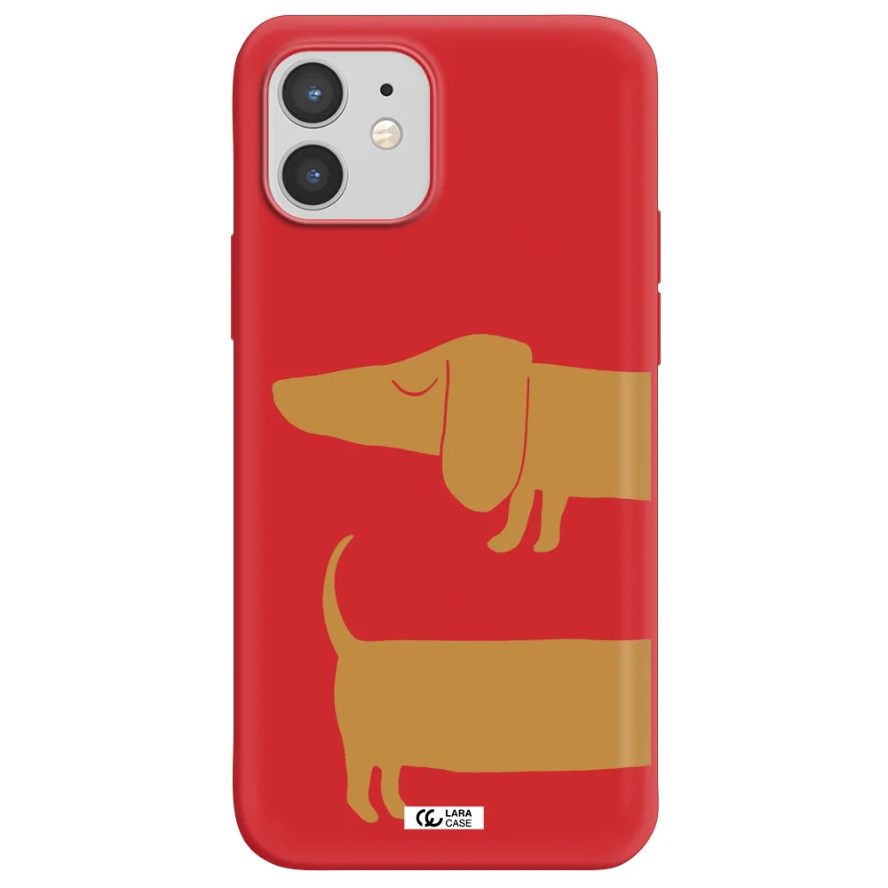 Dachshund Apple iPhone 12 mini Silicone Imperial Red Case